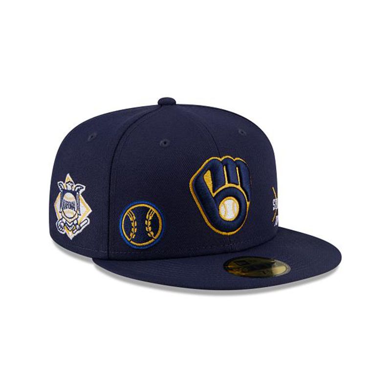 MLB Milwaukee Brewers Multi 59Fifty Fitted (WHJ9897) - Blue New Era Caps